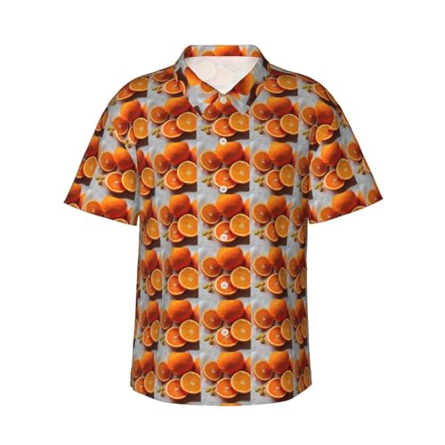 Chemise hawaïenne légère homme anti-chaleur imprimé fruits orange pour rester au frais