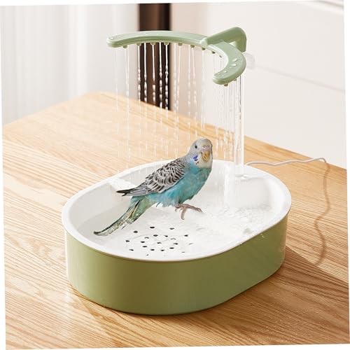 Baño para pájaros evita salpicaduras con ducha automática regulable y percha PP 5