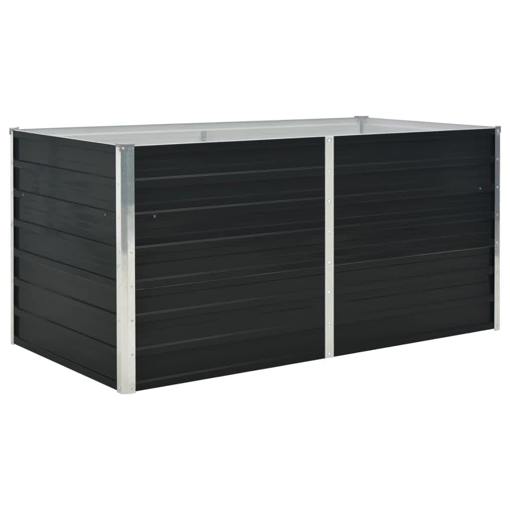 vidaXL Jardinera Exterior Grande Macetero Huerto Urbano Maceta XXL Mesa Cultivo Verduras Plantas Flores Acero Galvanizado Gris Antracita 160x80x77cm