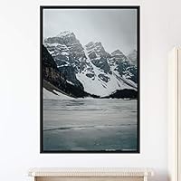 Framed Canvas Wall Art Mountain Lake View Global Landscape Mountain Multicolor Photography Relax/Calm - 16x24 inches