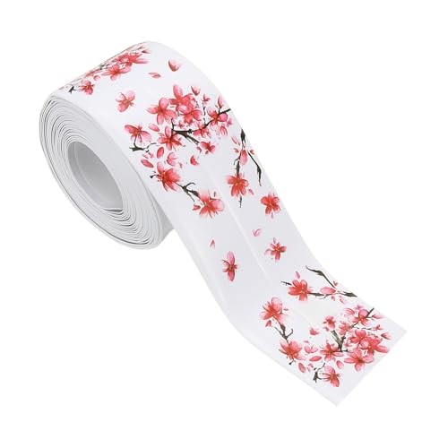 Image of PATIKIL Caulk Tape Waterproof Self Adhesive, PVC Toilet Caulking Sealant Strip Bathtub Caulk Sealing Strip Tape for Bathroom Kitchen Countertop, Red Flowers (1.5 Inch x 10.5 Ft)