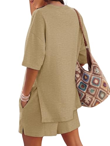 Image of COCCKO Womens Shorts Sets Matching Lounge Two Piece Outfits Summer Cute Casual Vacation Short Sleeve 2 Piece Set