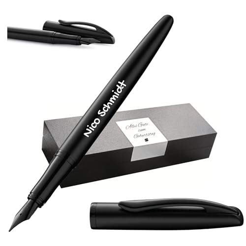 Pelikan Jazz® Noble Elegance P36 Füllhalter mit Gravur Geschenk - einzigartige Stifte mit Namen - personalisierte Geschenke - Füllfederhalter personalisiert (Carbon Schwarz)