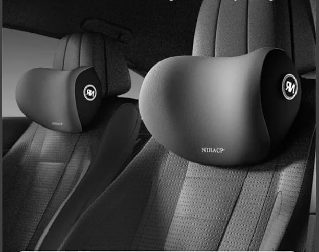 RAMPKD Car Neck Pillow,Neck Pain Relief for Long Drive Car Seat Back Head Rest Memory Foam Pillow for Driving with Adjustable Strap,and Breathable Removable Cover (Black)