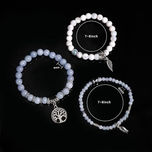 Jardme Healing Crystal Bracelets for Women, 8mm Beaded Natural Stone Stretch Chakra Bracelets Tree of Life Bracelet Jewelry Gifts for Women4