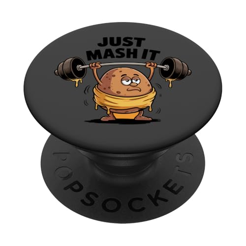 Funny Vegetarian Potato Workout weightlifting gym motivation PopSockets PopGrip Adhesivo