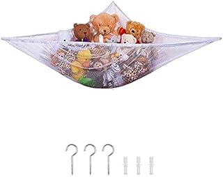 SAVEX Large Hammock Soft Toy Teddy Nursery Play Corner Hammock Mesh Storage Organizer Net for Baby/Children's Bedroom Tidy Kids Wall Hanging Baby Nursery Mesh Net (White)