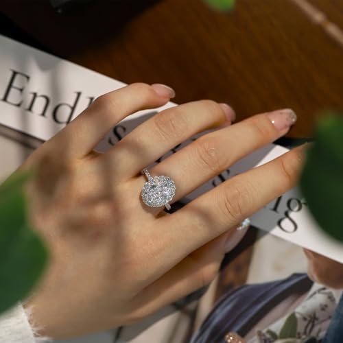 Engagement Ring for Women 6CT Oval Cut Wedding Bands 8A Cz Promise Ring for Her 925 Sterling Silver Size 5-93