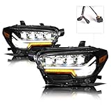 Alpha Owls 7162976 Quad-Pro LED Projection Headlights Fits 2016-2020 Toyota Tacoma (LED DRL), Black