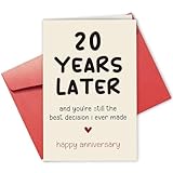 Romantic 20th Anniversary Card for Him Her, 20 Years Married Card for Husband Wife, Funny Anniversary Card for Girlfriend Boyfriend, China Wedding Card