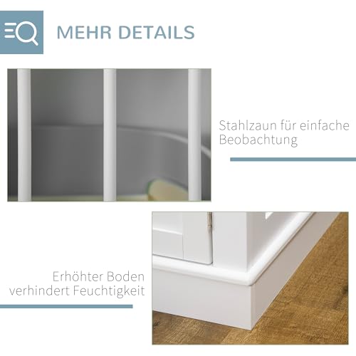PawHut Hundekäfig, Hundehütte mit 3 Türen Hundebox für Zuhause Indoor, Hundehaus für kleine Hunde bis zu 10 kg, Möbel, Weiß 78 x 53 x 59,3 cm