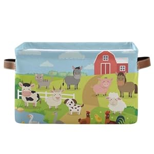 Farm Animals Cow Pig Sheep Horse Rooster Chicken Donkey Cat Dog Toy Basket,Collapsible Storage Bin Basket with Handles£¬Laundry Baskets,Shelf Basket Nursery Storage for Bedroom Playroom,Set 1 Farm Animals Cow Pig Sheep Horse Rooster Chicken Donkey Cat Dog Toy BasketCollapsible Storage Bin Basket with HandlesLaundry BasketsShelf Basket Nursery Storage for Bedroom PlayroomSet 1
