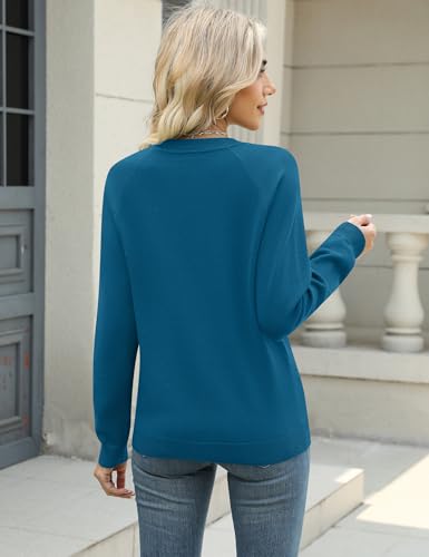 Rapbin Womens Sweater Crew Neck Long Sleeve Knit Lightweight Pullover Tops Casual Buttons Decor Tunic3