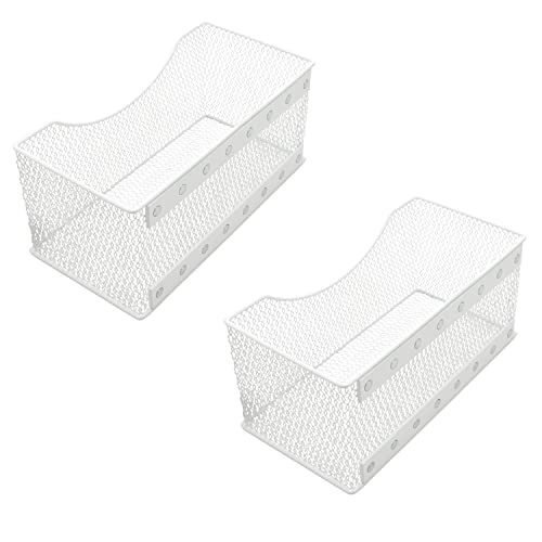 Image of Ybmhome Wire Mesh Magnetic Storage Basket, Trash Caddy, Container, Desk Tray, Office Supply Organizer Silver for Refrigerator/Microwave Oven or Magnetic Surface in Kitchen or Office (2, Large (White))