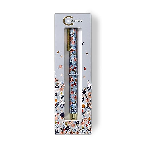 Channie's Beautiful Floral Rollerball Pen - Smooth Writing & Perfect for Home Office, Pen for Handwriting, Great Gift Idea for Teachers, Graduation Coworkers - Light Blue