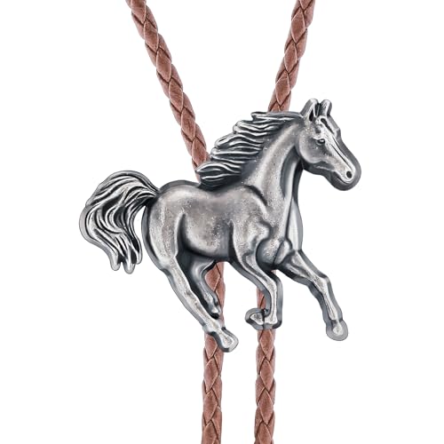 Image of GelConnie Bolo Ties for Men Women Western Cowboy Tie Mens Western Necklace Leather Necktie Gold Bolero Tie Cowboy Necklace