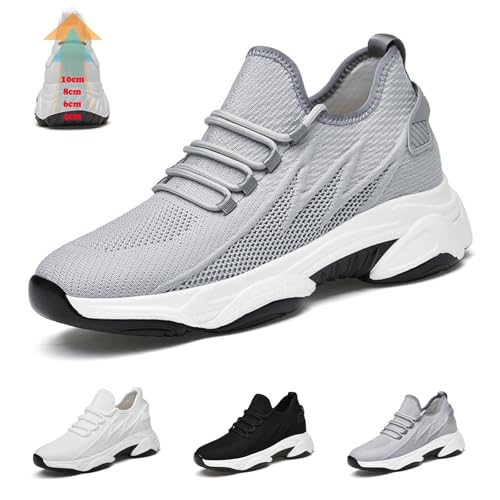 Elevateshoes Limitless 10cm Herren, Elevate Shoes Damen, Invisible Height Lifting, Casual Mesh Breathable Walking Sneakers (Grey-8cm, Erwachsene, 38, Numerisch, EU Schuhgrößensystem, M)