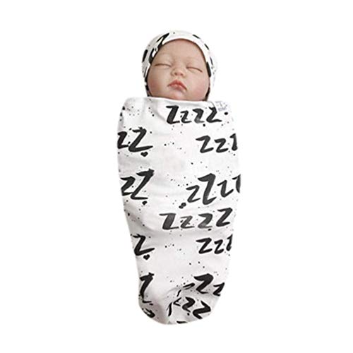 Image of Cshadow Newborn Baby Blanket Swaddle Print Sleeping Bag Kids Sleep Sack Wrap (White, 0~12 Months)