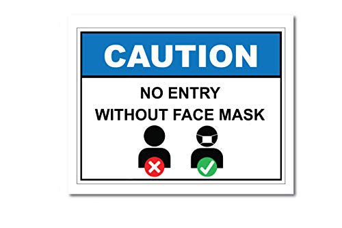 ISEE 360® Caution No Entry Corona Wall Sign Safety First Vinyl Printed Sticker Health Advisory For Hospitals Pharmacy Clinic Institution Quarantine Infirmary Nursing Home Ward (Blue)