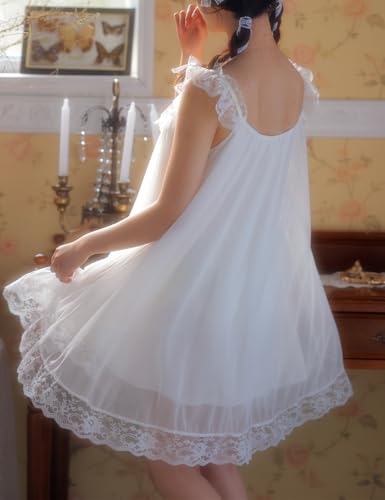 Women's Vintage Victorian Nightgown Summer Sleepwear Sleeveless Lounge Dress3