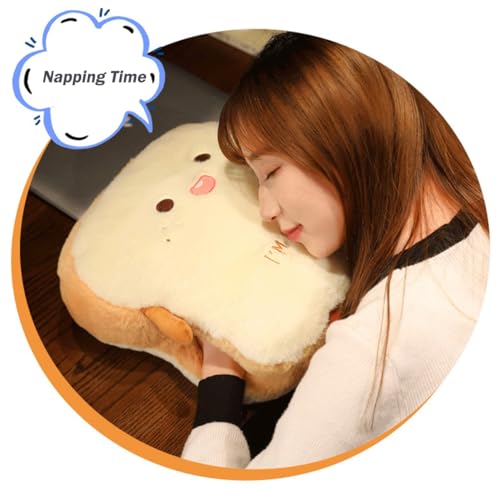 Goylmc Toast Bread Plush Pillow, Bread Stuffed Pillow,Food Plush Pillow with Hand Pocket Great Gift