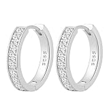BMMYE Small Silver Hoops Earrings for Women Dainty Hypoallergenic Silver Hoop Earrings for Women Girls 20mm Sparkly Diamond Hoop Earring
