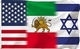 US Old Iran and Israel Friendship Flag 3X5FT, Iranian Lion Sun Pahlavi Flag, UV Resistant and Double Stitched, Brass Grommets,Suitable for Outdoor and Indoor Decro(US Pahlavi Israel, 3x5)