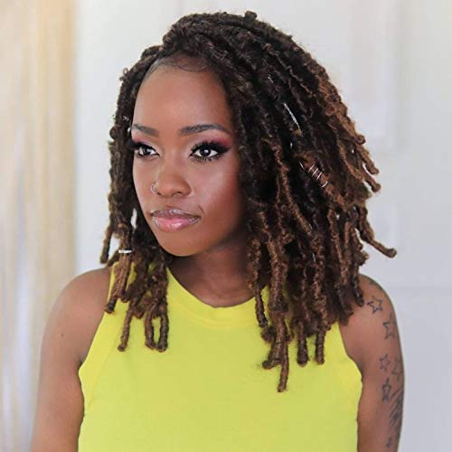 6 Packs Butterfly Locs Crochet Hair 12 Inch Short Bob Distressed Locs Crochet Braids Pre Looped Faux Locs Crochet Hair for Women Pre twisted Synthetic Braiding Hair Extensions (#1B/30)
