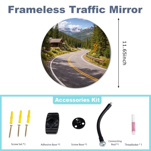 Yudaxsafe Convex Mirror, 11.81 Inch, Frameless Acrylic Traffic Mirror, 1.8mm Thick Corner Mirror, Adjustable Wide-Angle, Indoor Security for Garage, Parking, Warehouse, Office - Thumbnail 2