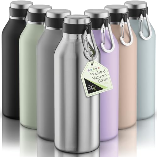 Image of SipX 32 oz Stainless Steel Insulated Water Bottle with Leakproof Lid & Carry Hook - Triple Insulated - Cold 24 Hours /Hot 12 Hours - Perfect for Gym, Work, Sports, Travel - Stainless