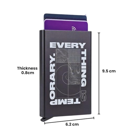 Image of Zip-Tap NFC Digital Contact Sharing Wallet Black Metal Laser Engraved Cyberpunk Design with Software RFID Blocking Aluminum Slim Front Pocket (Utopia)