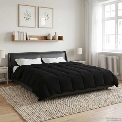 Couette d'été douce et légère noire 200x240cm microfibre