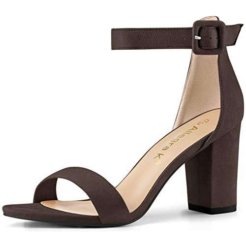 Image of Allegra K Women's Open Toe Chunky High Heel Buckle Ankle Strap Sandals