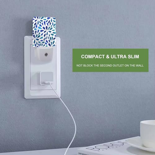 Image of LED Night Light,Floral Watercolor Pattern LED Night Light Plug into Wall with Dusk to Dawn Light Sensor White Energy Efficient Nightlight for Bedroom Bathroom Hallway Living Room Kitchen