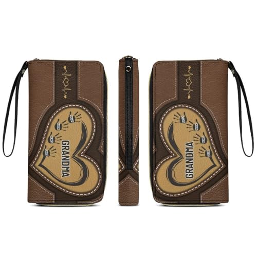Personalized Grandma's Little Sweethearts Wallet-Loving Gift For Mother Grandma From Grandkids,Customized Name Cartoon Image3