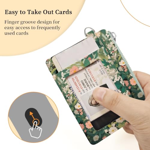 Image of Hancynir Black Cat Floral Slim Wallet Women Credit Card Holder, Small RFID