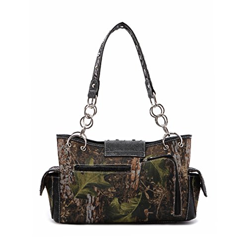 Western Style Camouflage Purse Concho Buckle Tooled Floral Country