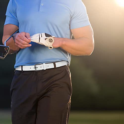 Image of Chaoren Leather Ratchet Belt 2 Pack Dress with Click Sliding Buckle 1 3 /8 inch in Gift Set Box - Adjustable Trim to Fit