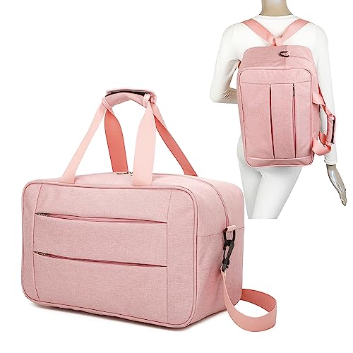 RAYKONG Bolsa de Cabina Convertible en Mochila 40x20x25cm Ryanair 10kg Equipaje de Mano Bolso Mochila de Cabina Vueling(Cab2-Conver-Rosa)