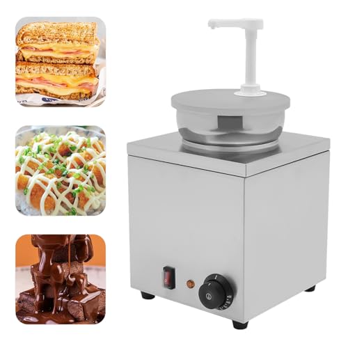 Electric Cheese Warmer Dispenser 4Qt(4L) Nacho Cheese Dispenser with Pump Stainless Steel Hot Fudge Warmer 86-230? Temp Adjustable Commercial Cheese Sauce Pump Dispenser for Hot Fudge Cheese Caramel