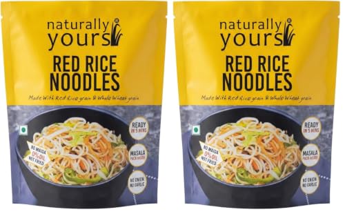 Image of Naturally Yours Red Rice Hakka Noodles | No Maida, Non-Fried, Vegan, Preservative Free | No Onion No Garlic, Jain Friendly | High Iron, Antioxidants & Fiber | Healthy & Easy to Digest | 180g Pack