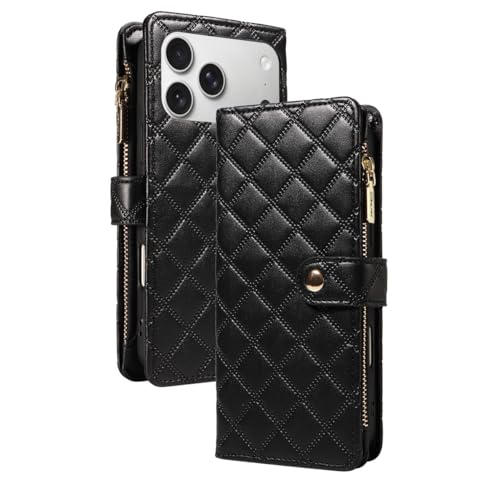 Coque iPhone 14 Plus anti-chute en cuir TPU noir avec rangement multifonction