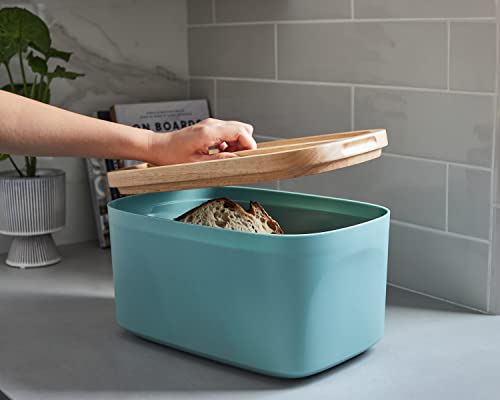 Sonder Los Angeles, Modern Bamboo Fiber Bread Box for Kitchen Countertop with Reversible Wood Serving Lid, Homemade Bread Bin Storage Container 14.25 x 9.25 x 7in - Thumbnail 5
