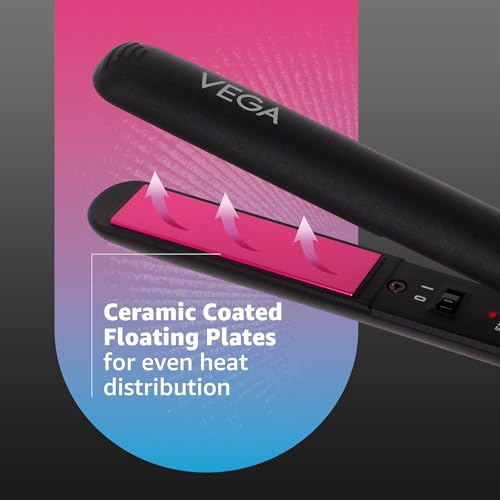 Vega Adore Hair Straightener for Women with Ceramic Coated Plates & Quick Heat-Up, Power ON/OFF Button,, Easy Lock Button, 1 Year Warranty, (VHSH-18), (Made in India) - Image 2