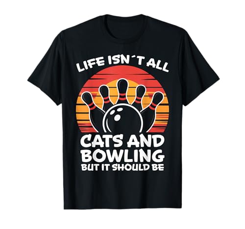 Gatos Y Bolos Divertido Bowler Bowling Camiseta