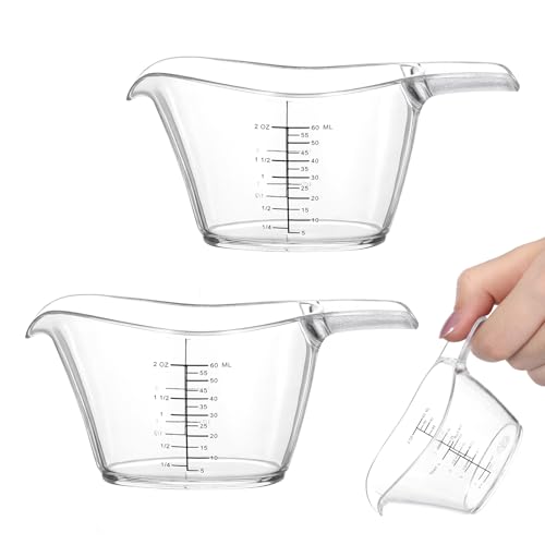 Set de 2 vasos medidores pequeños de 60 ml transparente miniatura 1