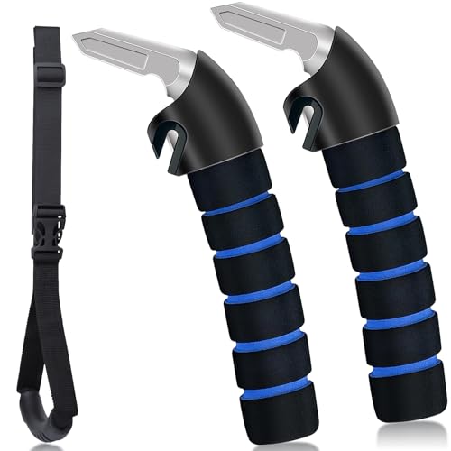KOUNATSURI Car Handle Assist for Elderly - Car Door Handle for Elderly & Seniors & Handicap - Multifunction Car Armrest Portable Bar（2Pack Blue and Strap）