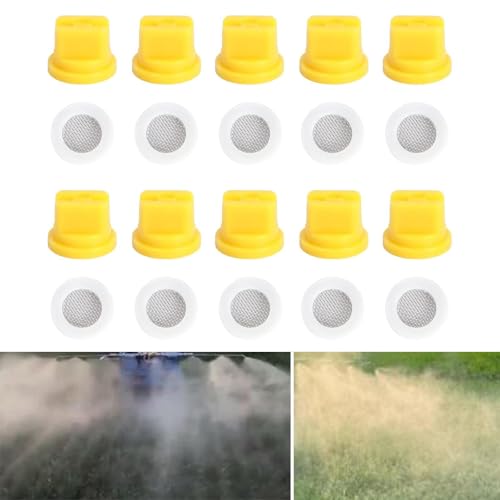 Boquillas de pulverización planas amarillas de 110° con juntas de filtrado para riego, 10 unidades 7
