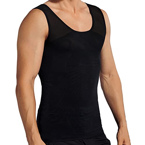 BANETTETA Chest Compression Shirt Mens Compression Shirt Compression Shirts for Men Compression Tank Top Men Gynecomastia Compression Shirts Black L