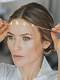 Yean Head Chain Jewelry Gold Head Chain Bohemian Rhinestone Forehead Band Floral Festival Headpiece Crystal Halloween Costume Hair Accessories for Women and Girls (Gold)